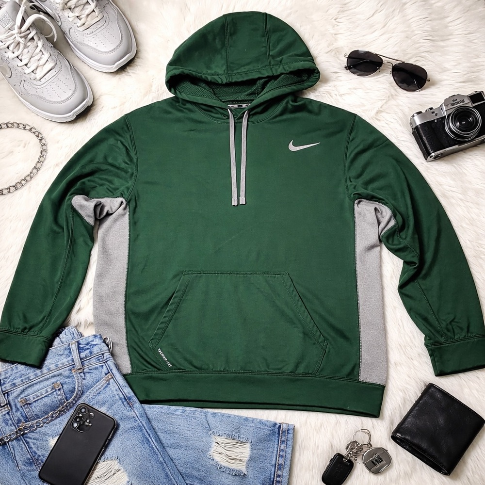 Nike Therma Fit Hoodie Mens XL Green Athletic Pullover Sweatshirt - Picture 2 of 12